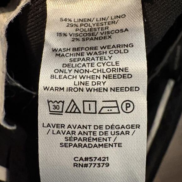 Ann Taylor Pants Womens 4 Black Linen Blend Cropped Ankle Trouser Work Office - Picture 10 of 11